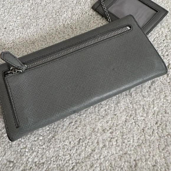 Prada Saffiano Leather Gray Wallet - Picture 4 of 16